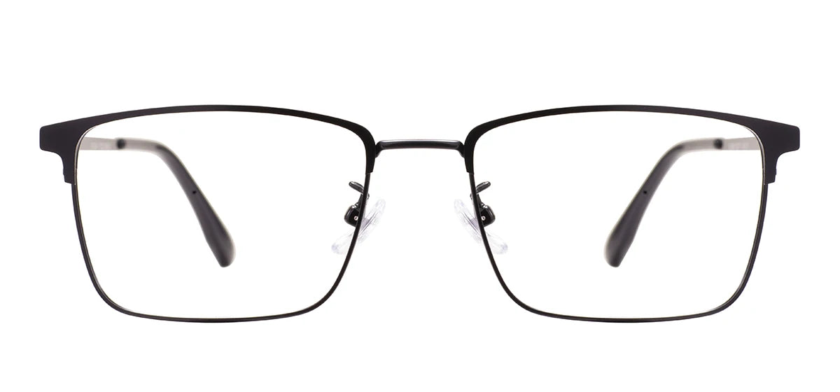 Monture de lunettes rectangulaires confortables en métal avec barre supérieure, pour hommes d'affaires, avec monture complète, pour verres correcteurs optiques