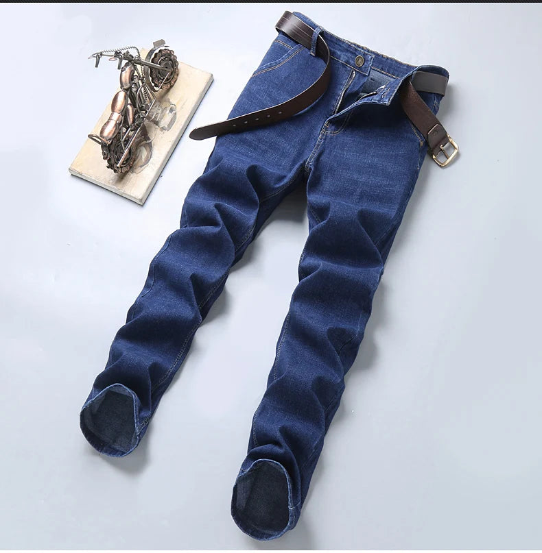 Nouveau Jean Slim extensible classique décontracté pour Homme 2024, Pantalon en Jean de Marque pour Homme, Noir Bleu