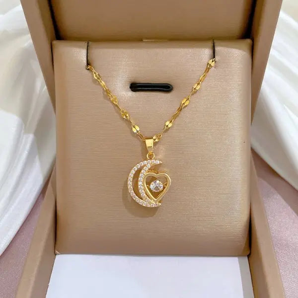 Exquisite Mikro-Inlaid Zirkon Schmetterlings-Quasten-Halskette für Damen Edelstahl Mond Schmetterling Blume Schlüsselbein-Choker-Schmuck