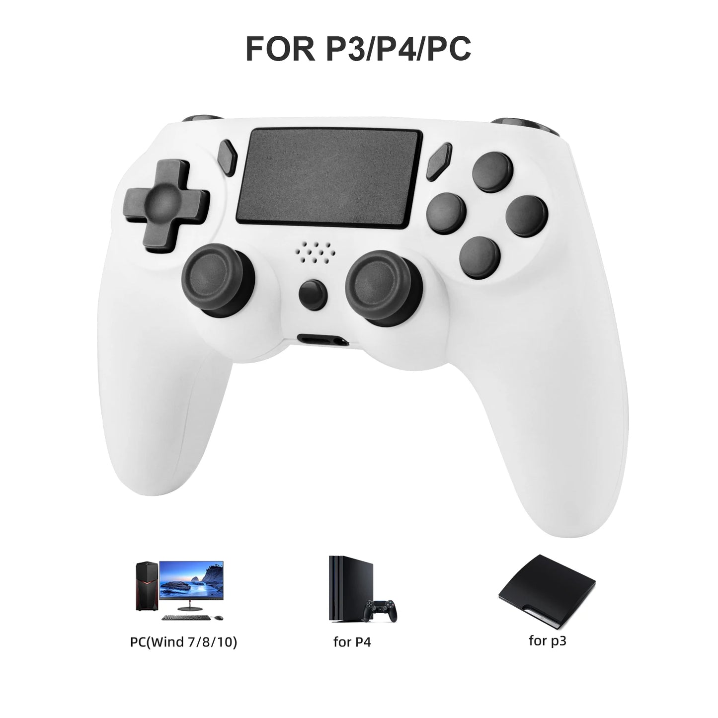 GAMINJA Kabelloses Gamepad mit 6-Achsen-Gyroskop, PC-Joystick, Touchpad, Dual-Vibration für PS4, PS3, PC, Multifunktions-Controller