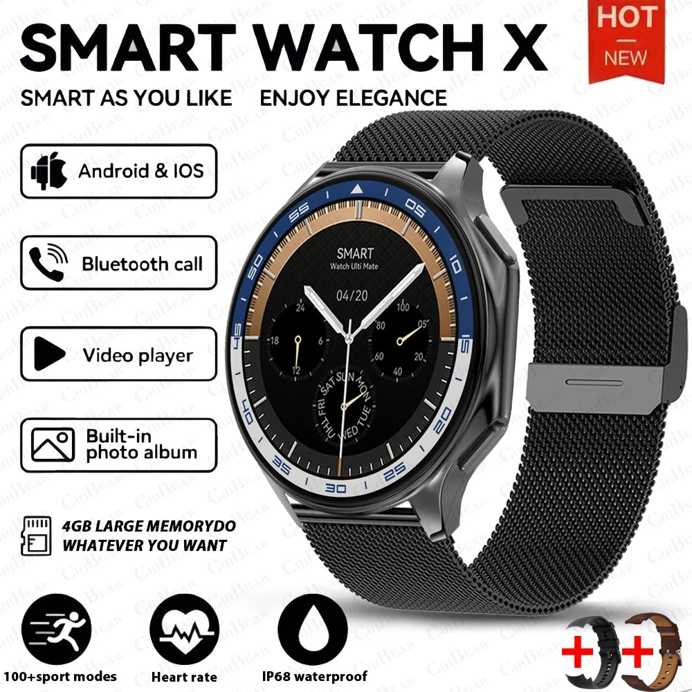 OPPO DT Watch X Montre Connectée Bluetooth avec Appel, 4 Go de Mémoire, Enregistrement, Lecture MP3+MP4, Son Surround Visuel 3D, Smartwatches Homme 2025 Nouveau
