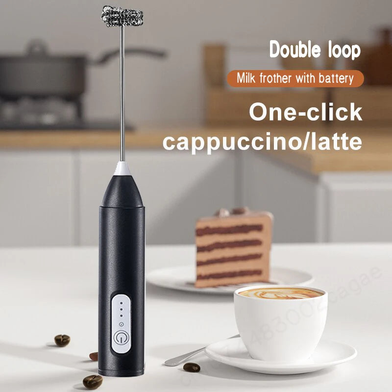 CHAUD Mousseur à lait électrique + Fouet à œufs Recharge sans fil Type-C 3 vitesses Mini batteur à main Mousseur à café Outils de cuisine