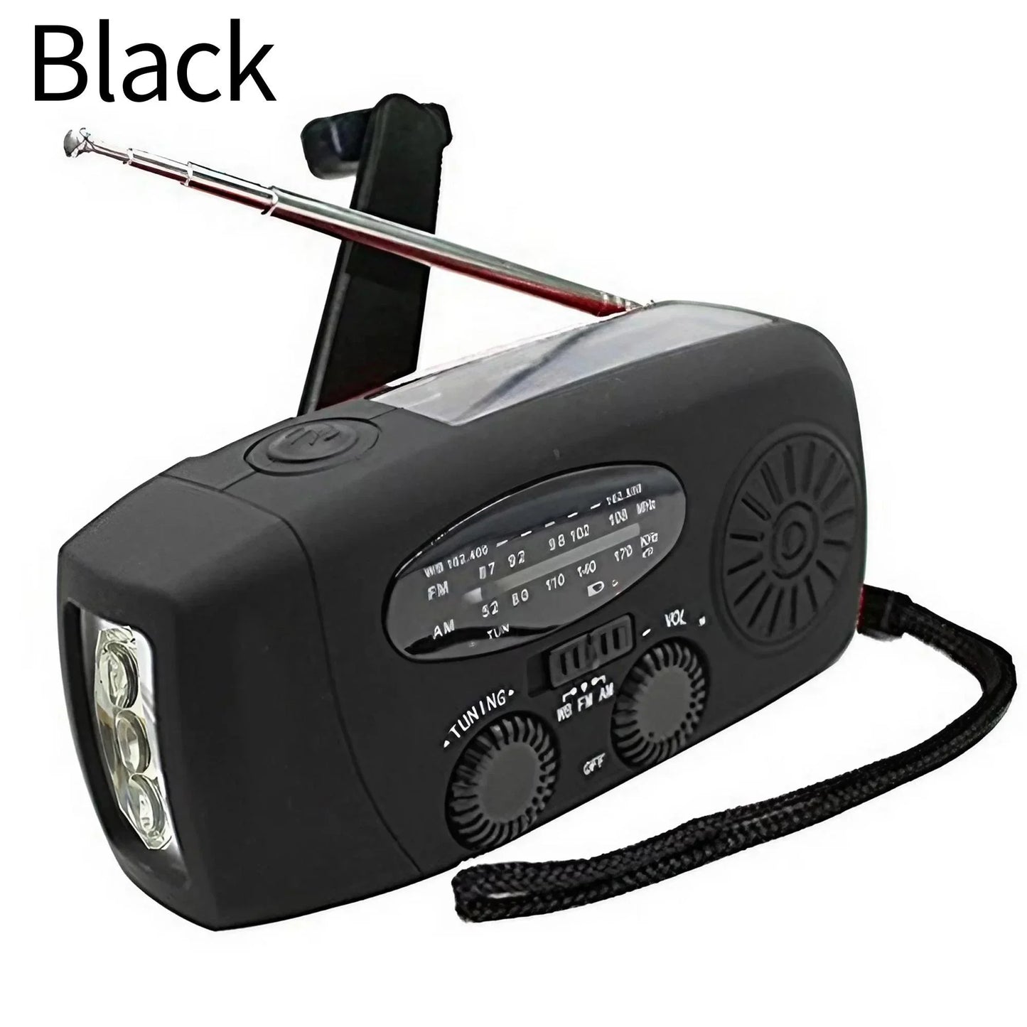 Wetterradio Notfall Multifunktionales Radio FM AM WB Handkurbel Solar USB-Ladefunktion 2000mAh Powerbank LED Taschenlampe