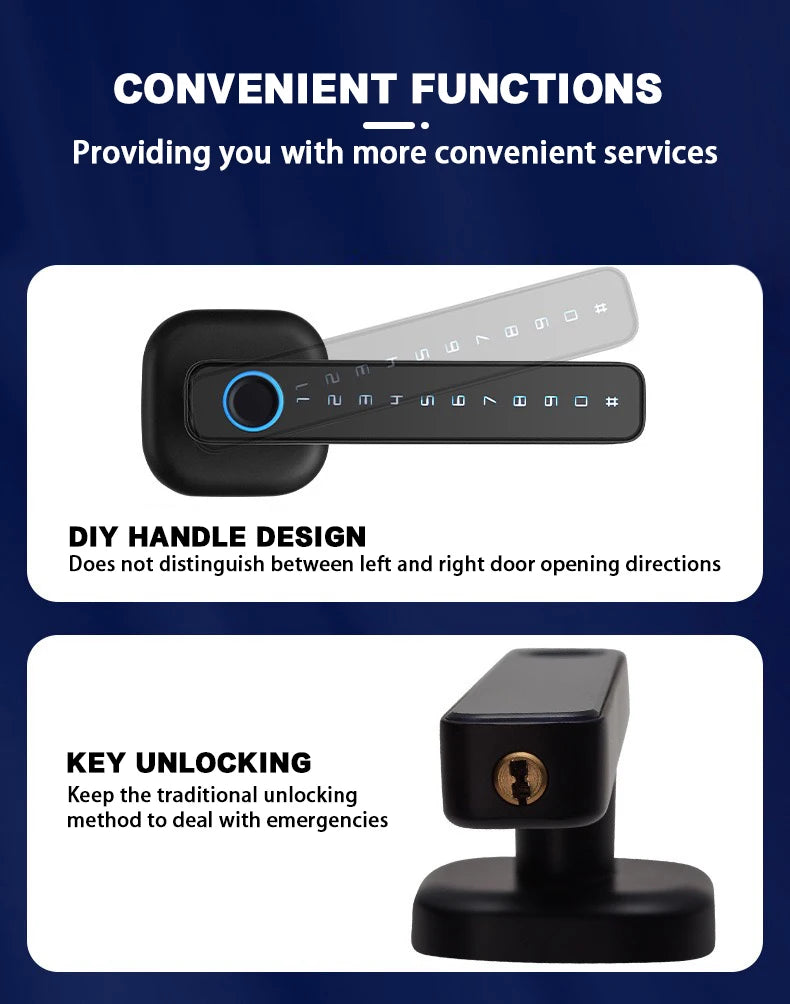 Serrure intelligente CDOK 2025 Nouvelle M6 Tuya Bluetooth, serrure de porte, serrure à empreinte digitale, serrure à mot de passe, méthodes de déverrouillage multiples