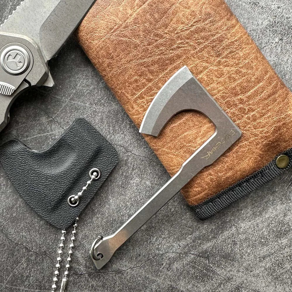 9Cr18Mov Steel Axe blade Kinfe Pendant Outdoor Decorations Necklace Bracelet Camping Gear EDC Tools K-sheath Bead Chai