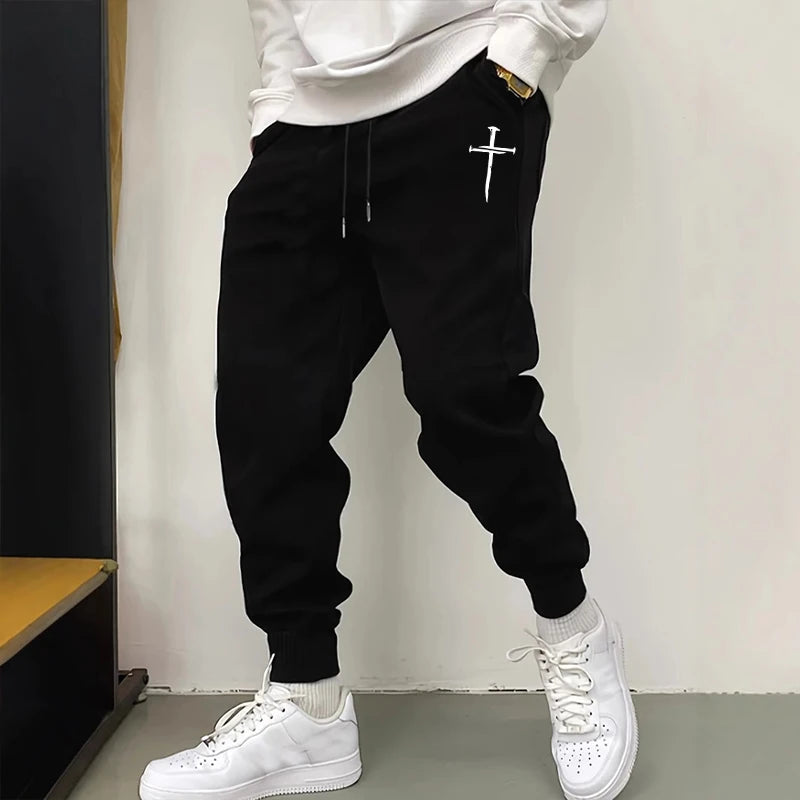2025 Neu eingetroffene Herren-Sweatpants Hohe Qualität Herbst Winter Täglich Freizeit Sport Jogginghose Fitnessstudio Herren Cross Bedruckte Hose
