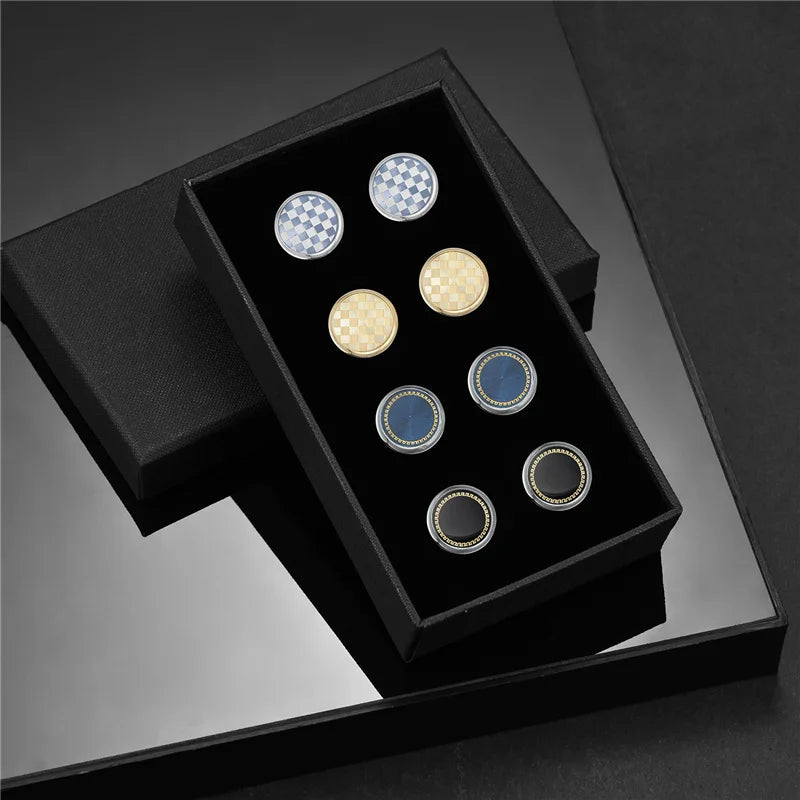 4 paires de boutons de manchette pour hommes avec boîte cadeau, boutons de manchette pour chemises d'homme, cadeaux pour invités de mariage, cadeau pour mari, pince à cravate d'affaires T0204022