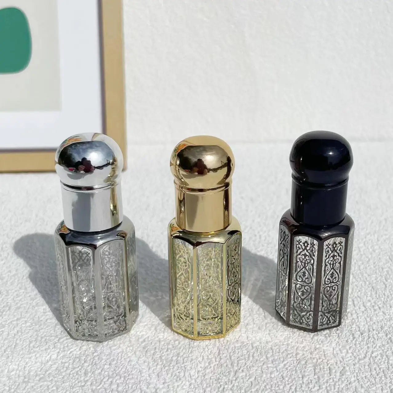 3/6/12ml Luxus nachfüllbare Ätherische Öle Flaschen Leere Parfümflasche Tragbare Tropfflasche Vintage Bronzefarbener Flüssigkeitsbehälter