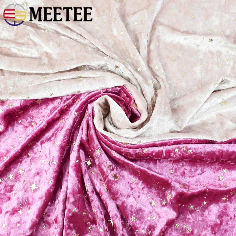 Meetee 45*145cm 90x145cm Polyester-Elasthan-Stoff für Bekleidung Kleiderstoffe DIY Elastischer Samtstoff Nähzubehör
