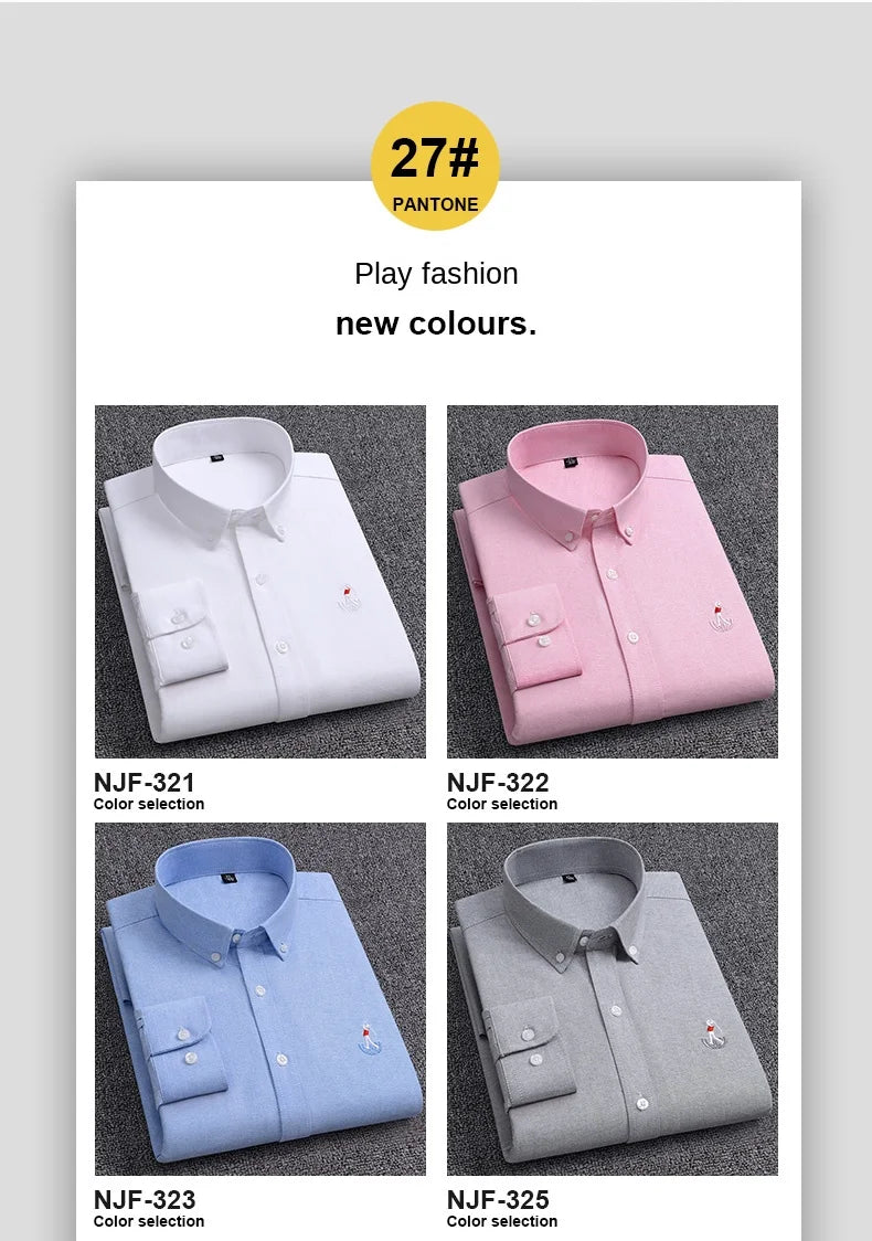 100-220 catties Plus Size Men's Shirt 100% Cotton Long Sleeve Business Casual All Oxford Spinning Plus Size Plaid Shirt