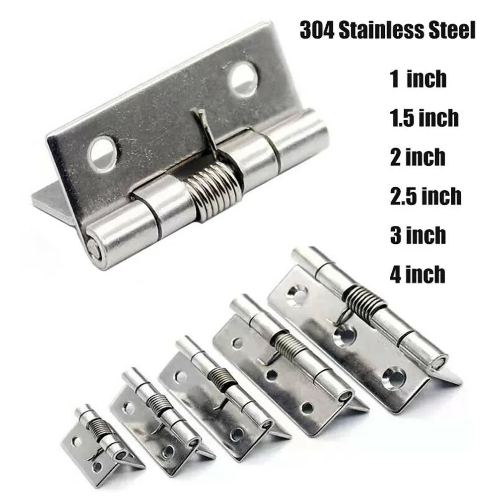 2 charnières à ressort Charnières de porte à fermeture automatique en acier inoxydable 1/1.5/2/2.5/3/4 pouces pour portes, boîtes-cadeaux, armoires