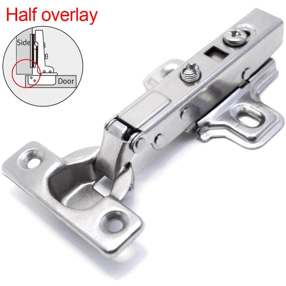 Lot de 2 charnières de meuble souples de 25 mm avec amortisseur pour porte d'armoire de cuisine, quincaillerie de tamponnement en acier inoxydable