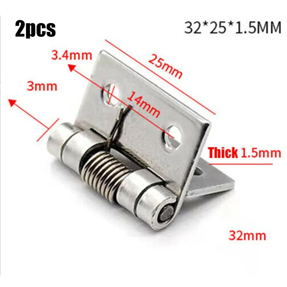 2 charnières à ressort Charnières de porte à fermeture automatique en acier inoxydable 1/1.5/2/2.5/3/4 pouces pour portes, boîtes-cadeaux, armoires