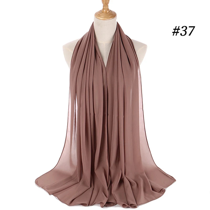 Hijab musulman en mousseline pour femmes, écharpe en mousseline bulle, voile pour femmes, musulmanes, islamiques, de couleur unie, malaisiennes, écharpes foulard musulman