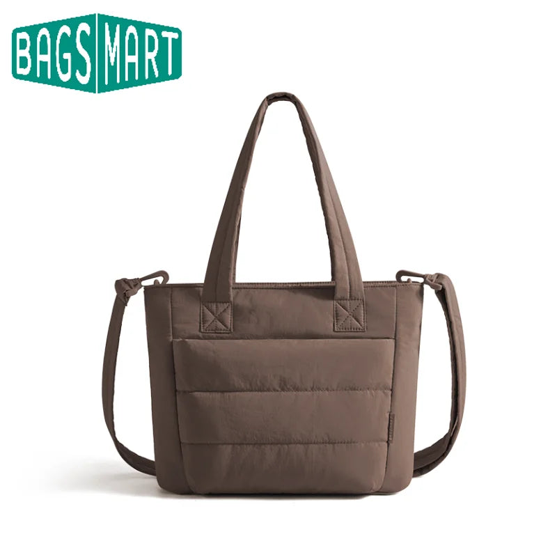 BAGSMART Damen Tragetasche Gepolsterte Einzelschultertasche Große Kapazität Studenten College Umhängetasche Lässige Outdoor-Handtasche