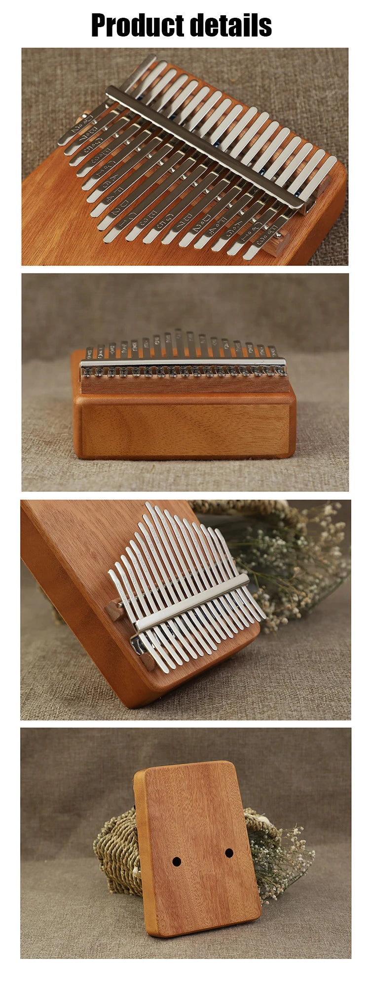 Kalimba Musikinstrument Daumenklavier 17 Tasten Mahagoni Holz Fingerklavier Kombinationsgeschenke für Kinder Tragbares Mbira Fingerklavier