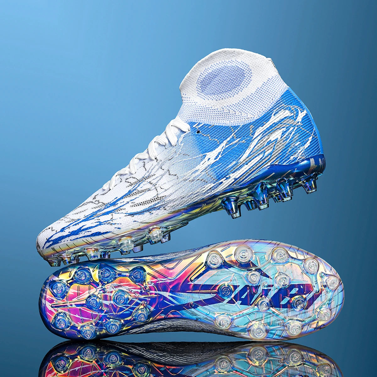 Chaussures de football montantes respirantes à semelle électroplaquéeLes crampons longs FG offrent une adhérence et une durabilité super puissantes