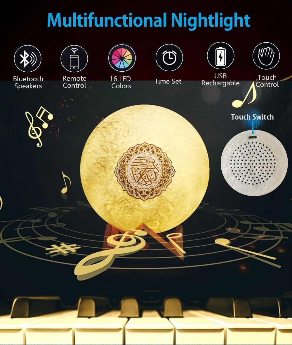 Heller Koran Azan Muslim Koran Bluetooth Lautsprecher Tragbares Nachtlicht Heilige Lampe Soundbox Musik Kabellos Caixa De Som Bocina Mp3