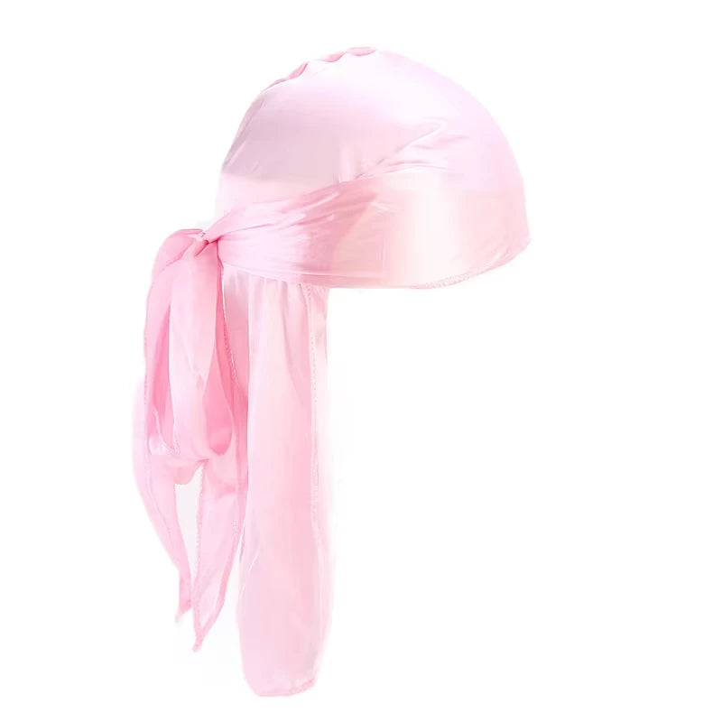 Unisex Seidiger Langschwanz-Durag Piratenhut Turban Modische Kopftücher Mütze Bandana Damen Herren Kopfbedeckungen Kappen Hijab Haarschmuck