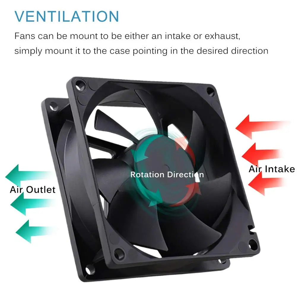 Ventilateur 8025 DC 12V 24V 80mm x 80mm x 25mm double roulement à billes Ventilateur de refroidissement sans balais de remplacement pour ventilateur 80mm 25mm à roulement à billes
