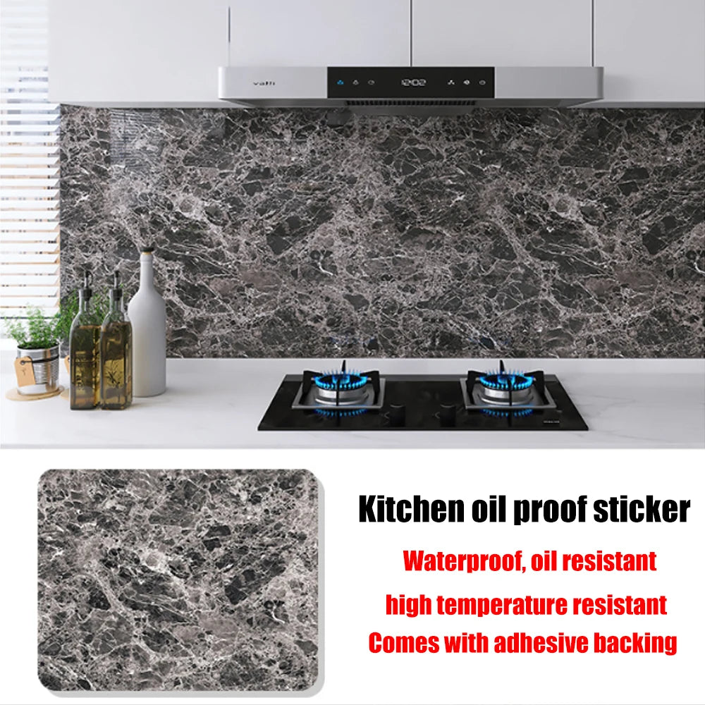 40cm New Kitchen Oil-proof Wall Stickers Self-adhesive Stain-resistant High Temperature Kitchen Countertop Protective Wallpaper