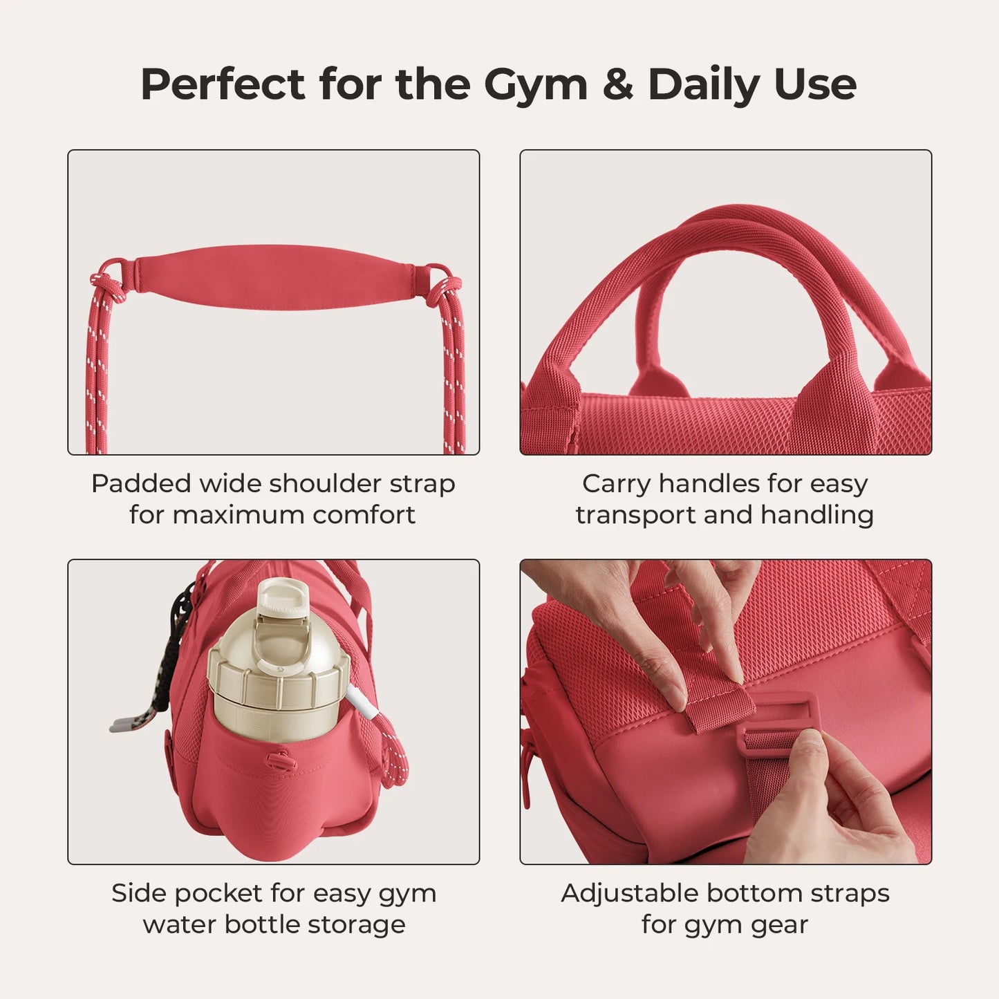 BAGSMART Boston Tasche für Damen, Mini-Reisetasche, Umhängetasche, wasserdicht, mit Nassfach, für Fitnessstudio, Reisen, Alltag, Strand, Wochenendausflug