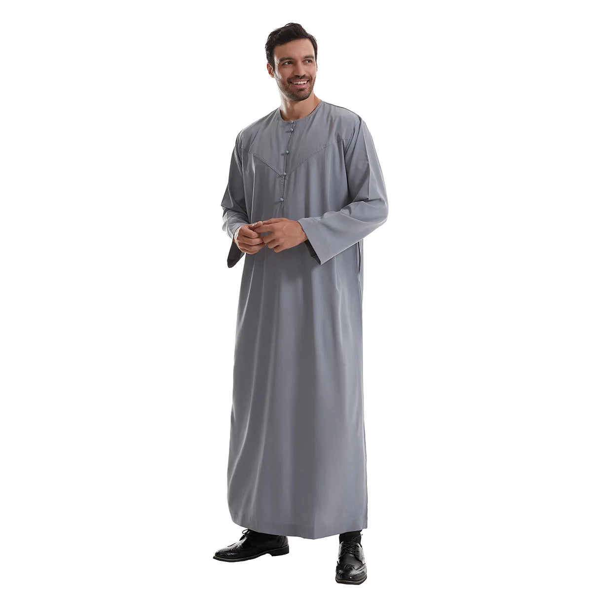 New 2024 Eid Muslim Islamic Middle East Abaya Dubai Malaysia Loose Gown Button Shirt Men Clothing Jalabiya Abayas Ramadan Caftan