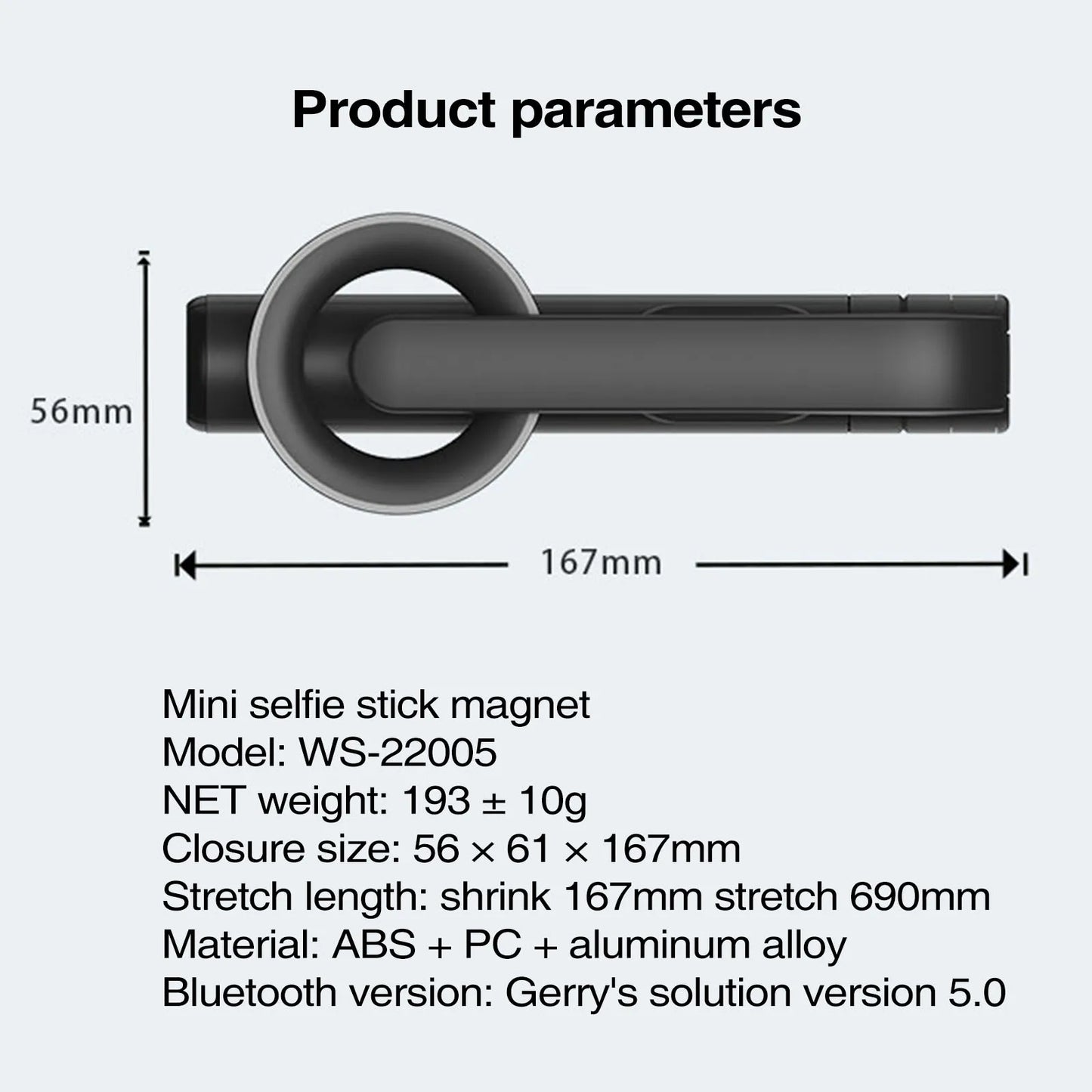 Tragbares magnetisches Selfie-Stick-Stativ für Magsafe iPhone 14 13 12 Handheld Stabilizer Stange mit Fernbedienung für Samsung