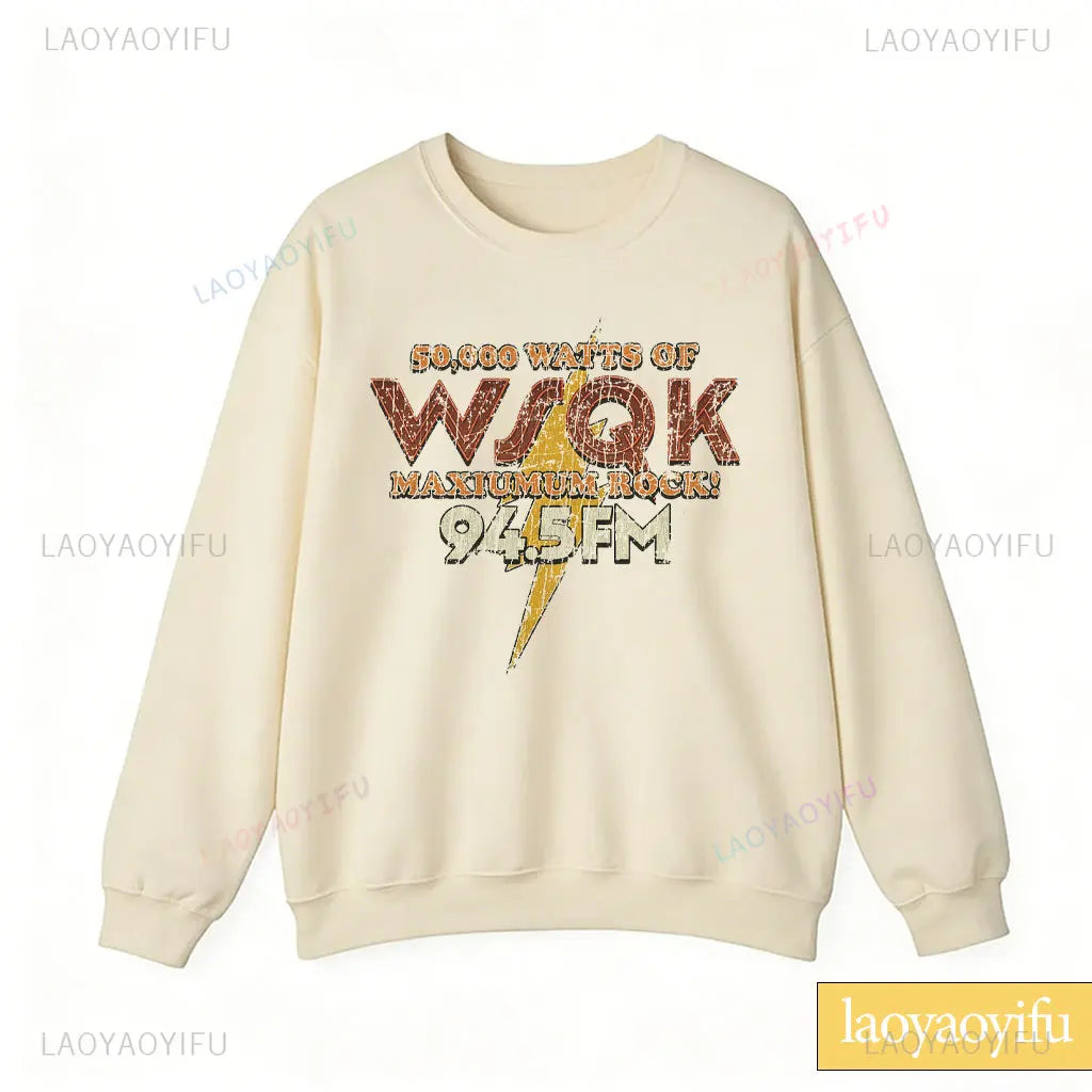 WSQK The Squawk 94.5 FM Radio Sweatshirt Wsqk Unisex Sweatshirts Vintage Sci-Fi Crewneck 80er Nostalgie Sweater Retro Shirt Geschenk