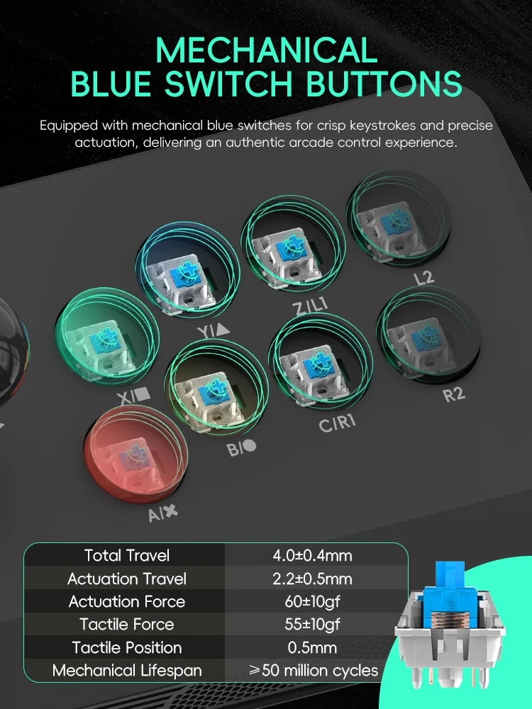 Data Frog Arcade Fighter Stick für Windows, iOS, Android TV Box, Street Fighter Arcade Joystick Unterstützung M8 Retro Game Stick