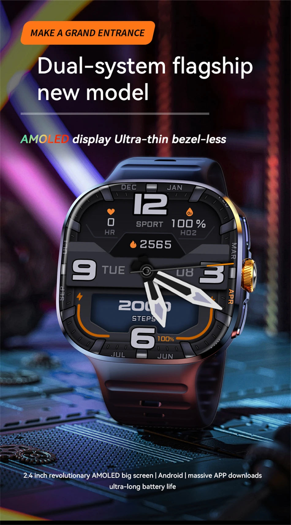 Montre intelligente 5G/4G réseau complet, écran HD 2,4 pouces, appel vidéo, 16 Go+256 Go de RAM, 2100 mAh, Google Play, WIFI, GPS, carte SIM