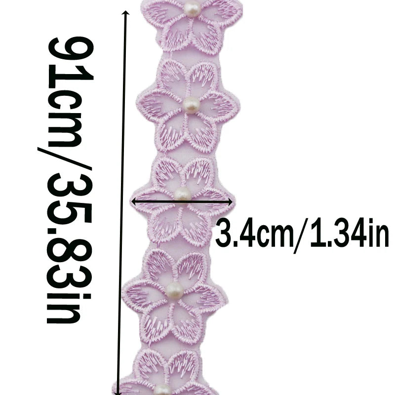 (1 Yards/roll) Width 3.4cm Color Nail Bead Eugen Yarn Six Flap Lace Clothing Matching Design Sense Girl Diy
