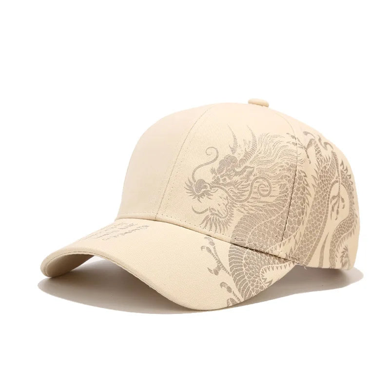 Casquettes de baseball Dragon Chinois imprimées pour hommes, Chapeau snapback en coton pour femmes avec motif de totem, Casquette de camionneur de protection solaire pour l'extérieur