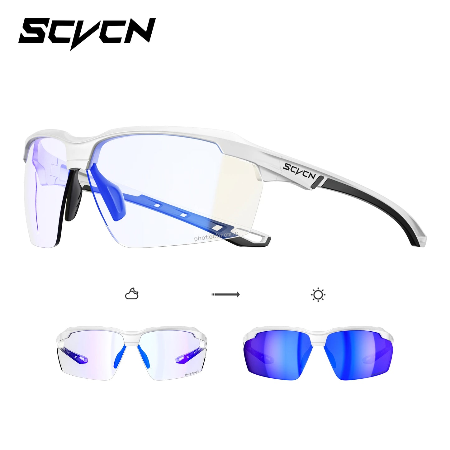 SCVCN Lunettes de soleil photochromiques Cyclisme Vélo VTT Randonnée Golf UV400 Lunettes de sport pour hommes femmes Baseball