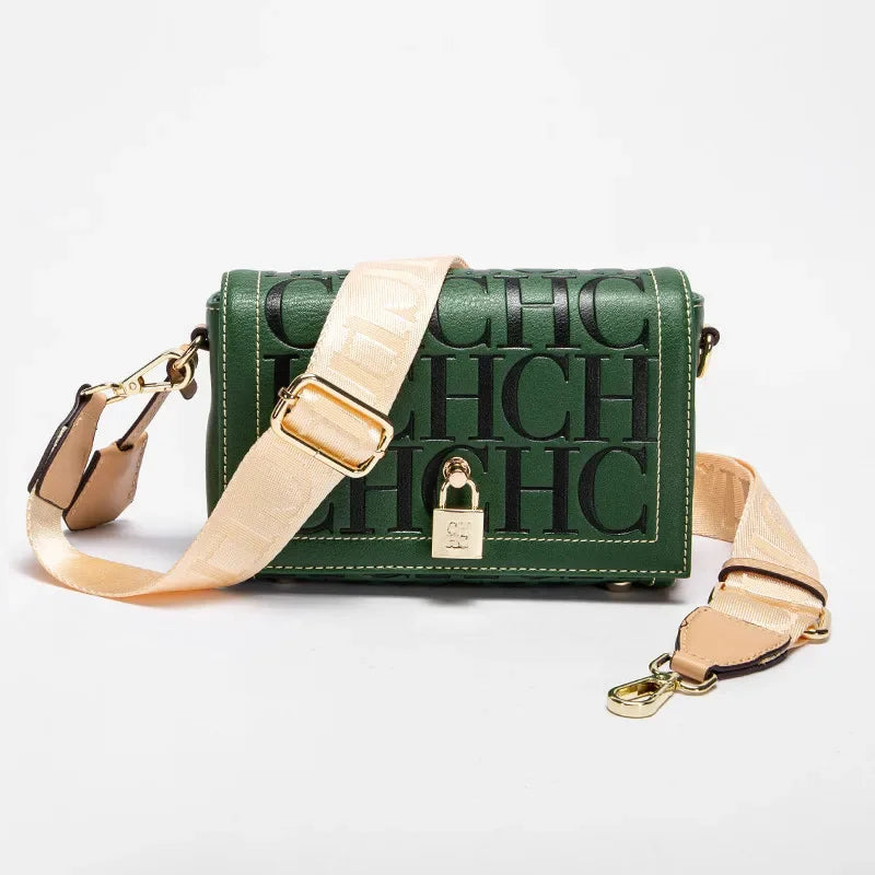 CH Womens Shoulder Bag Luxury Brand 2025 Fashion Solid Color Printed Handbag Fashion Design Model Metal Accessories Buckle