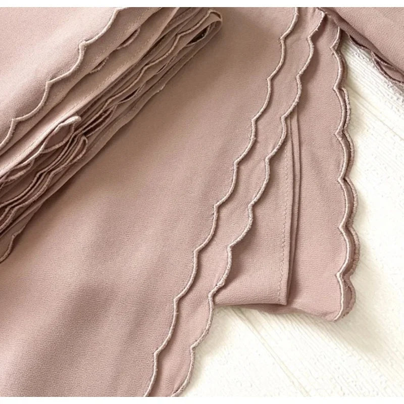 Châles Hijab en mousseline de soie pour femme, écharpe en dentelle, foulards unis, foulards pour femme, voile musulman 70*180cm