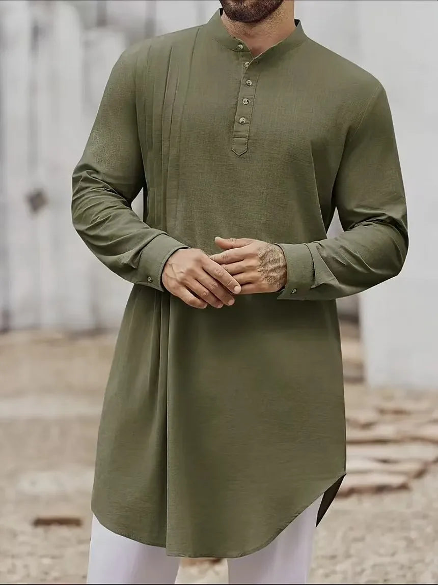 Chemise musulmane ample en coton pour homme du Moyen-Orient, arabe, malaisien, nouveauté 2025