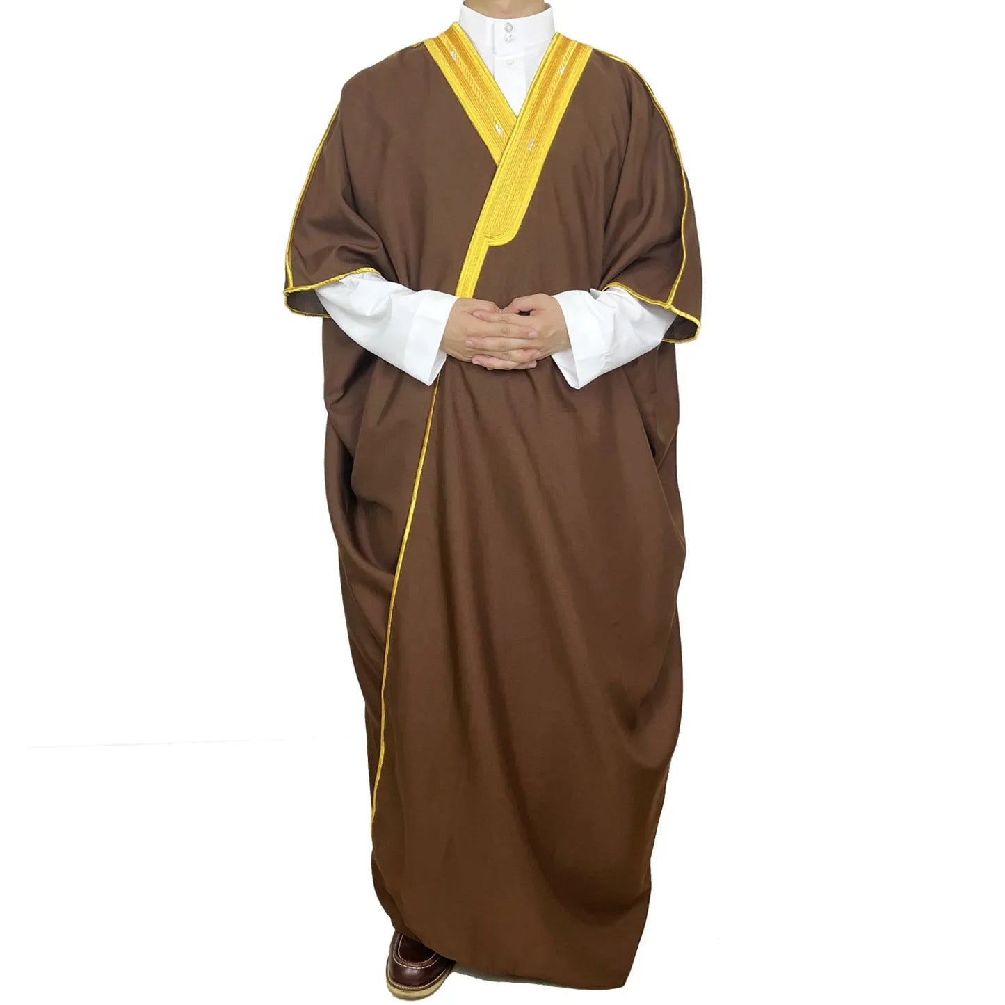 Moyen-Orient Hommes Ouvert Abayas Musulman Robe Kimono Dishdasha Vêtements Islamiques Dubaï Arabie Saoudite Caftan Brodé Robe Prière Thobe