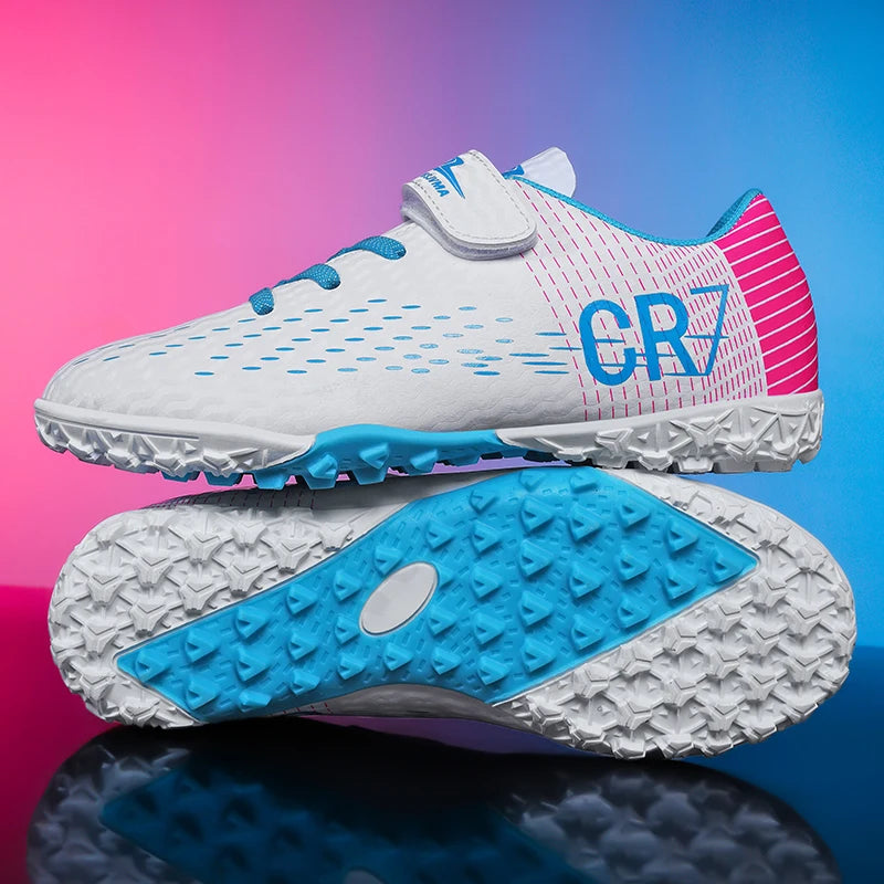 Nouvelles Chaussures de football pour enfants, Chaussures d'entraînement de football d'extérieur pour garçons et filles, Crampons de football à scratch, Baskets de futsal 28-39