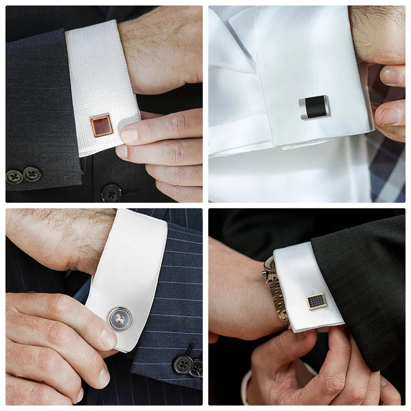 1 Paire Boutons De Manchette Carrés En Cuivre Et Pinces À Cravate Pour Hommes, Cadeaux De Mariage De Luxe, Bijoux De Mode, Poignets Pour Hommes