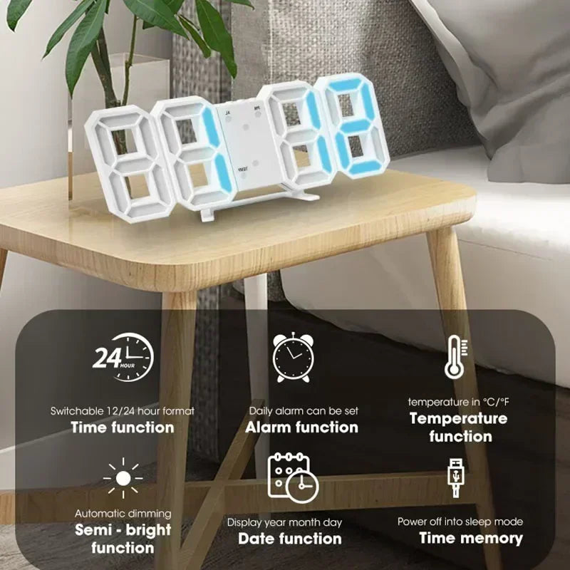 Produkte kaufen Uhr 3D LED Digital Wecker Wanduhr Zeit/Datum/Temperatur für Zuhause/Küche/Büro Uhren Deko Garten