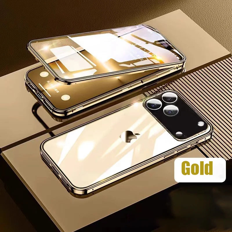360°-Vollschutz-Metall-Magnet-Doppelseitige Glas-Schnappverschluss-Handyhülle für iPhone 17 Pro Max/17/Air/17 Pro Bumper Cover