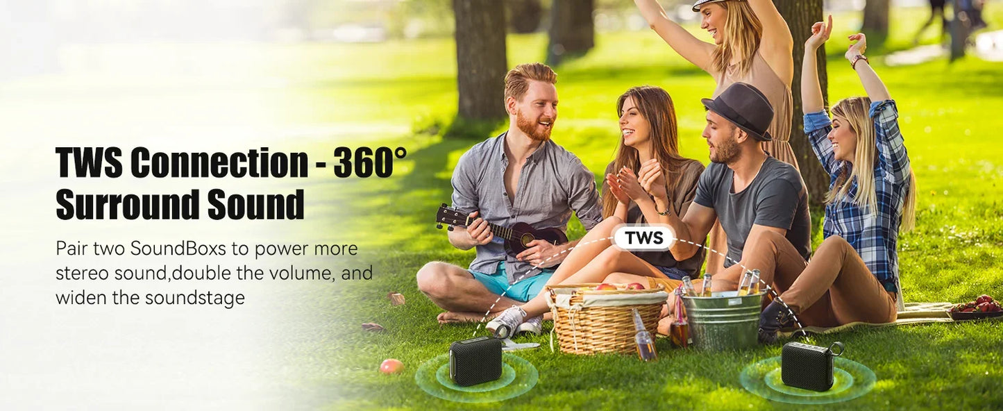 Bluetooth Speakers TWS 10W Enhanced Bass Portable Outdoor Wireless Speaker 30Hrs IP7 Waterproof Shower Speaker Bluetooth 5.3