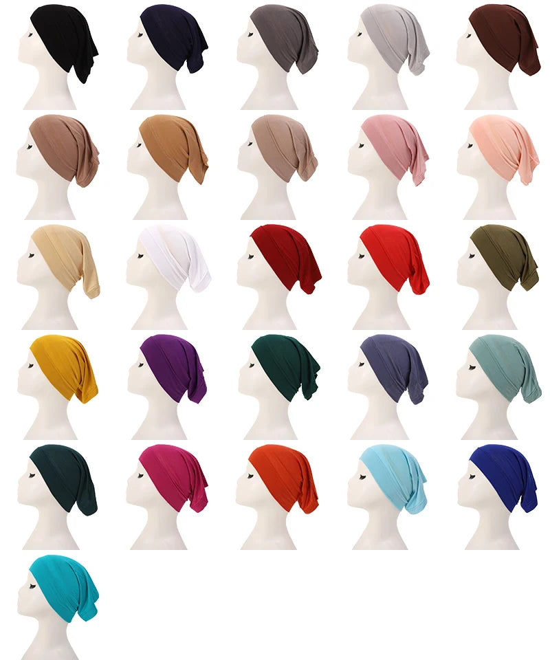 Bonnet Hijab Musulman Turban Foulard Coton Modal Voile Uni Casquette Sous Écharpe Musulmane Femme Foulard Turban Hijabs Chapeau Islamique