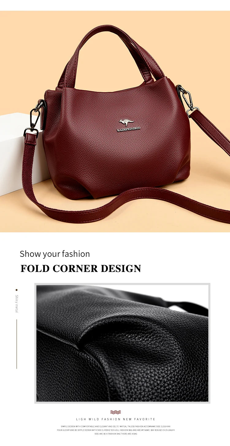 Damen Handtaschen aus weichem Leder Luxus Designer Handtasche Einfarbig Damen Schulter Umhängetasche und Geldbörse Pendler-Tasche