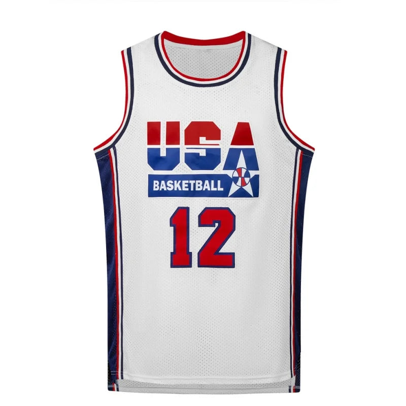 Maillot de basketball respirant pour homme, col rond, sans manches, uniforme d'entraînement pour garçons, t-shirt d'équipe, nouveau design, hauts USA