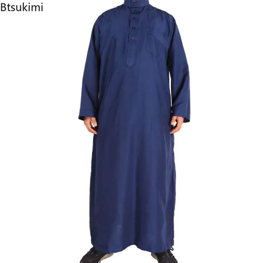Muslim Fashion Abayas for Men Solid Crew Neck Jubba Thobe Loose Casual Robe Saudi Arabic Kaftan Pakistan Caftan Islamic Clothing