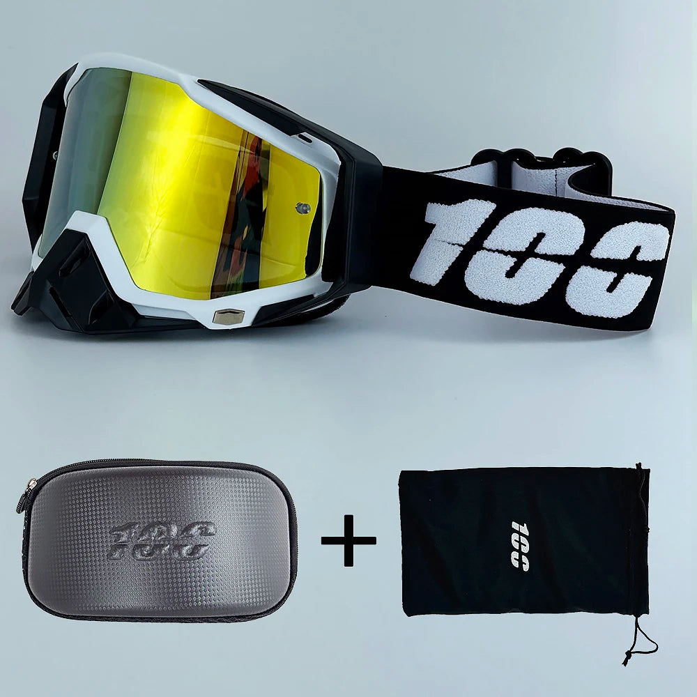 100 Masques de Motocross Lentille HD Homme Lunettes de Moto Lunettes de Protection Femme Moto MX VTT Lunettes de Soleil Accessoires Vélo Tout Terrain
