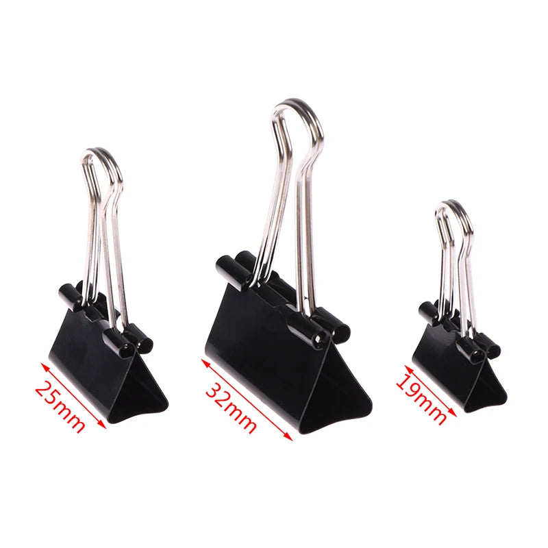 10pcs  Black Metal Binder Clips Notes Letter Paper Clip Office Supplies Binding Securing Clips 15/19/25/32mm