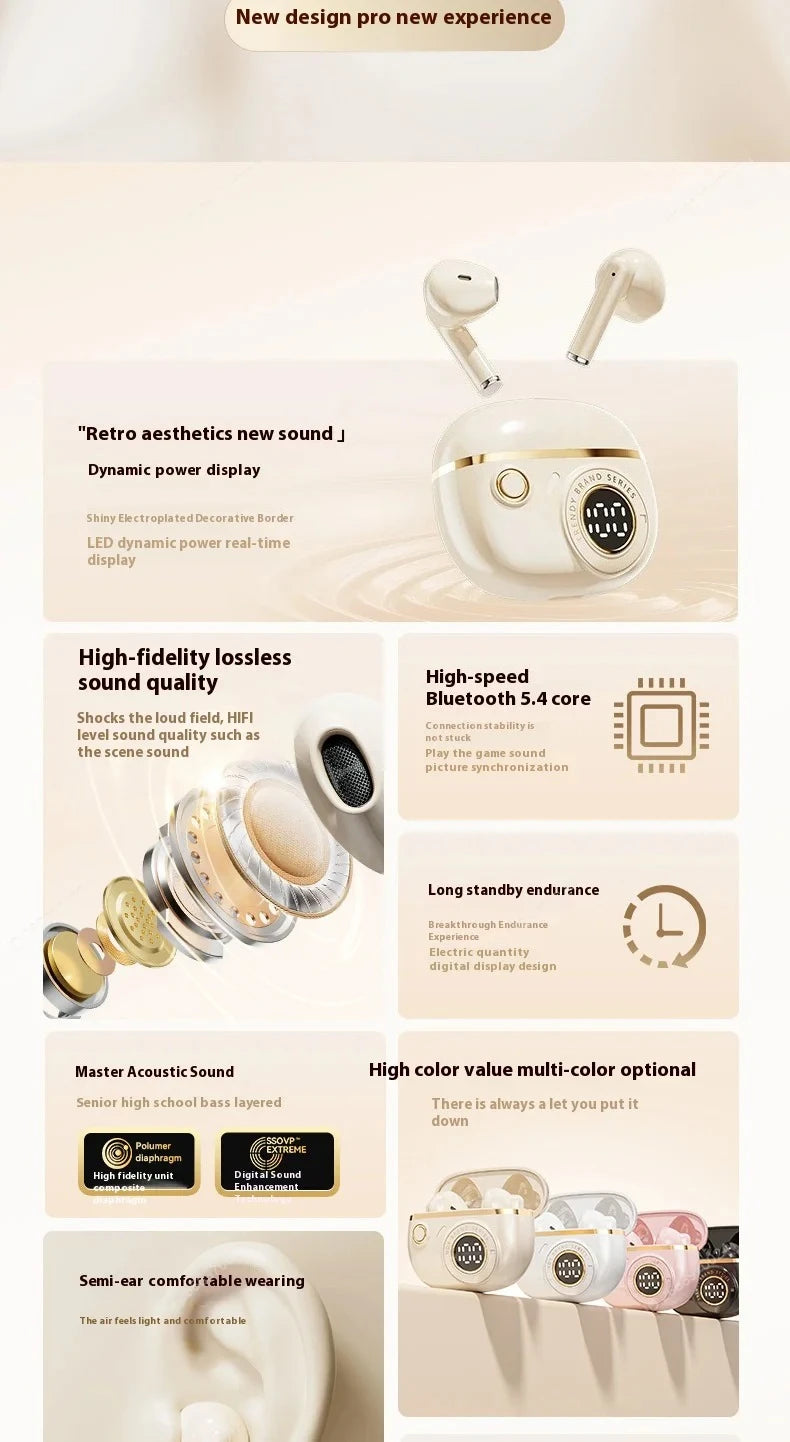 True Wireless In-Ear Headphones Balanced Armature Sleek Design Comfortable Fit Premium Sound Gaming Earphones for Sport